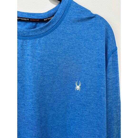 Spyder mens rash guard shirt size L blue long sleeve swim surf - Picture 2 of 10